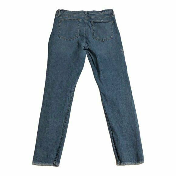 LOFT Womens Jeans Size 30 Size 10 Floral Distressed Skinny Raw Hem Ankle Denim - Picture 4 of 9